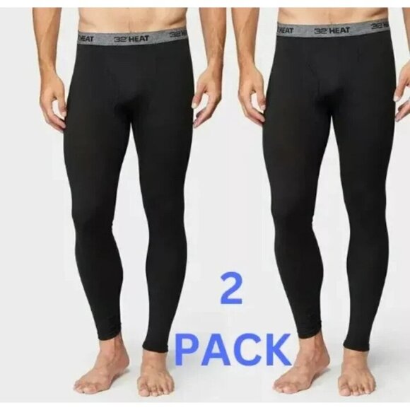 NEW 32 Degrees Men's S 2 Pack Base Layer Pants Small Black - Picture 1 of 5